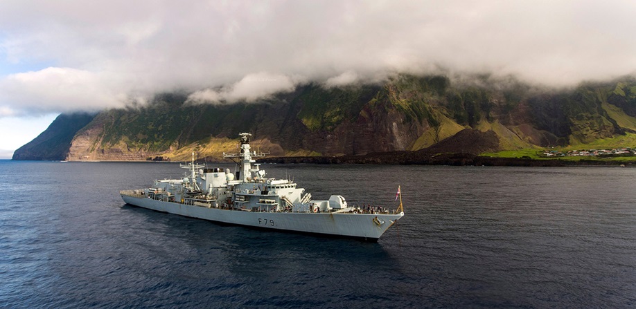 HMS Portland off Tristan da Cunha January 2017
